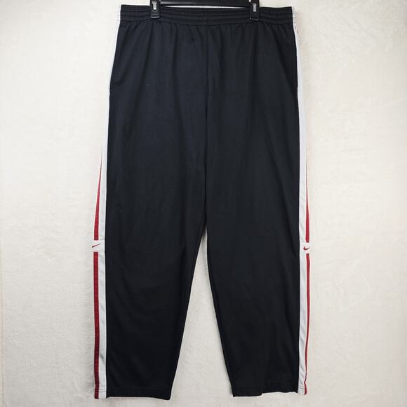 Vintage Nike Track Sweatpants Mens XL Black Baggy Loose Fit Silver Tag Striped - Picture 2 of 13